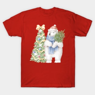 Polar bear with christmas tree T-Shirt